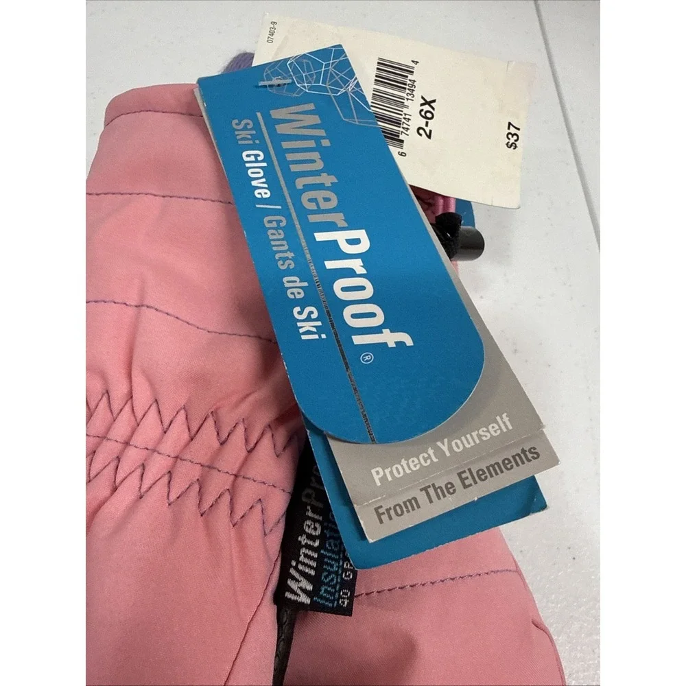 Girls Winter Proof  Ski Gloves Size 2-6X Pink And Purple NWT